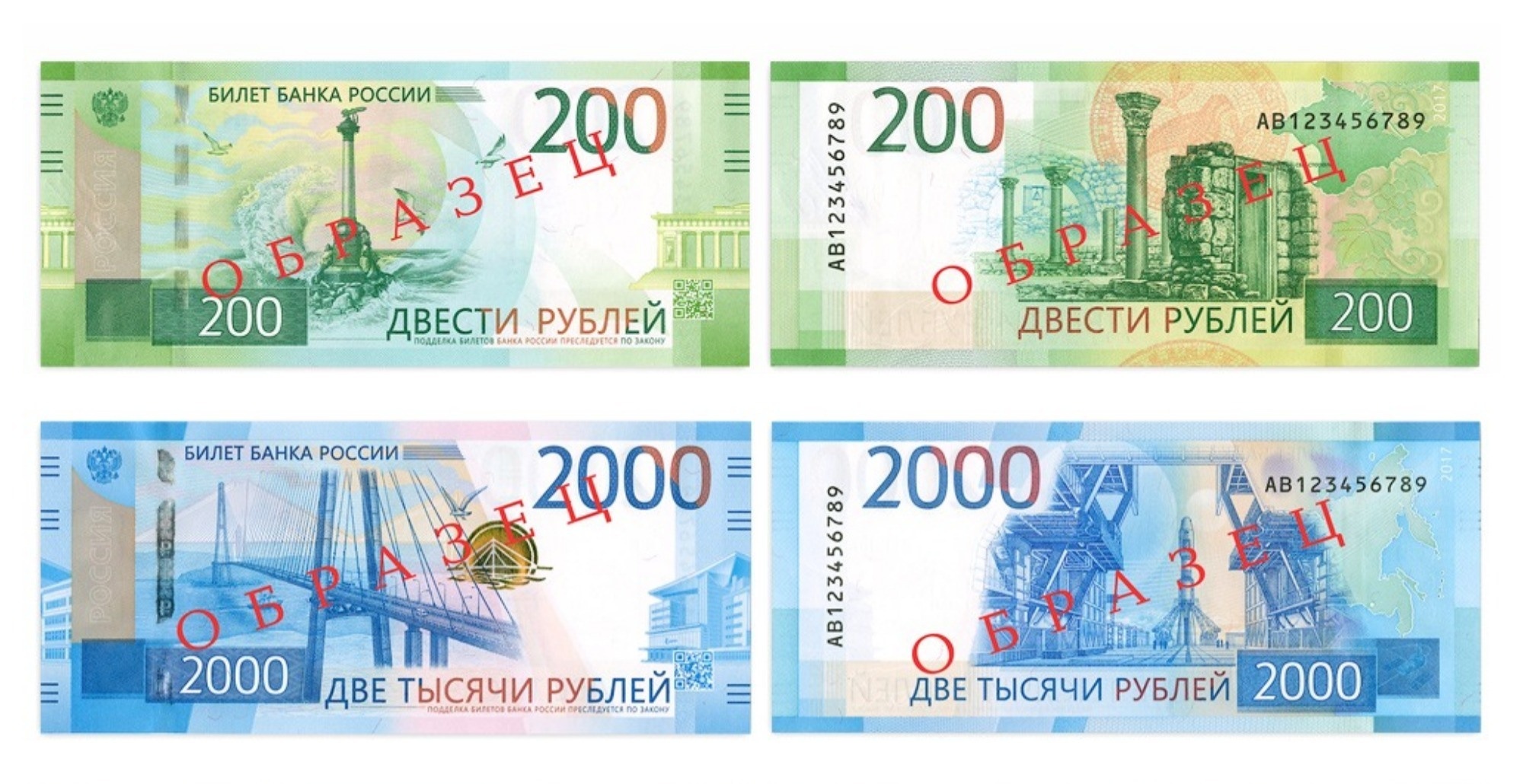 Новые купюры 200 и 2000 рублей похожи на евро