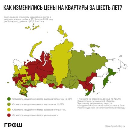 Инфографика: как менялась стоимость недвижимости на карте России